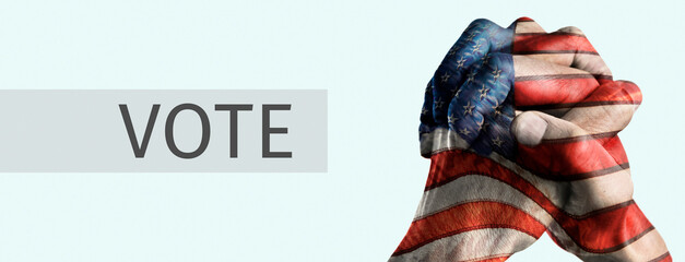 american flag and text vote, web banner