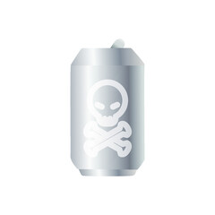 Silver soda can skull design flat icon.