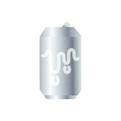 Silver soda can with design flat icon.