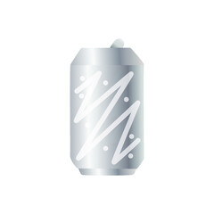 Silver soda can abstract design flat icon.