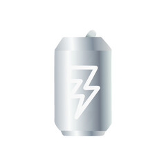 Silver soda can flat icon thunder