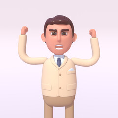 3d render of angry businessman in suit shouting in rage