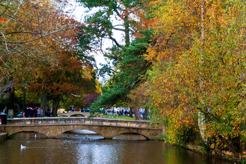 Autumn Trees Bourton on the Water Cotswolds Gloucestershire