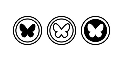 Butterfly icon button, vector, sign, symbol, logo, illustration, editable stroke, flat design style isolated on white linear pictogram