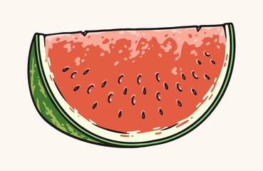 Juicy watermelon sketch colorful vintage