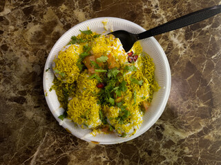 Dahi sev puri served in a bowl