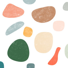 Naklejka premium Hand drawn various shapes. Abstract contemporary seamless pattern. Modern trendy vector illustration. Stamp texture. Perfect for textile print 2