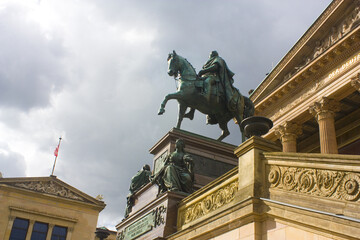 Equestrian statue of Frederick William IV of Prussia in front of the Alte Nationalgalerie on Museum...