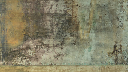 Grunge old fresco painting on wall. Shabby antique interior decoration as grungy background. © august.columbo