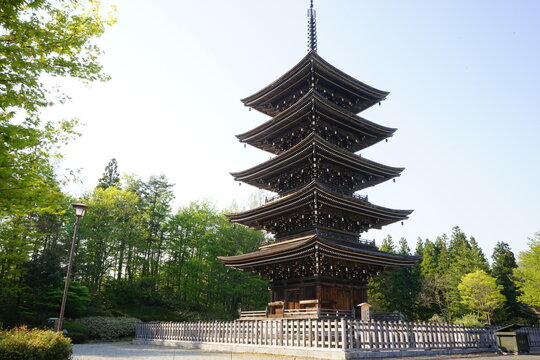 Five Storied Pagoda at Jogi Nyorai Saihoji Temple in Miyagi, Japan - 日本 宮城県 仙台 定義山 定義如来西方寺 五重塔