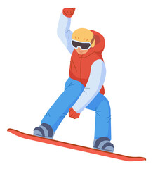 Fototapeta premium Man jumping on snowboard. Snow extreme sportsman