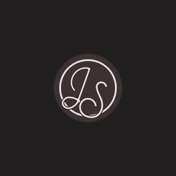 Initials JS logo monogram with simple circle line style