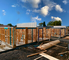 Construction of Brick Veneer town houses in Melbourne Victoria Australian Suburbia 