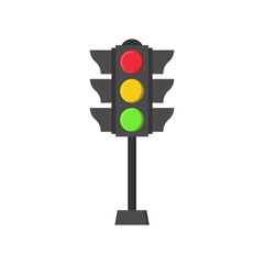 Traffic Light Sign Vector Icon Illustration. LED Traffic Lights Flat Icon