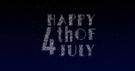 Fireworks animation with Happy 4th of July text in firework letters.