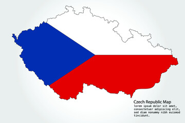 Czech Republic Map stripes. Vector illustration Color on White Backgound