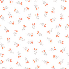 Seamless pattern with tiny roses and white background