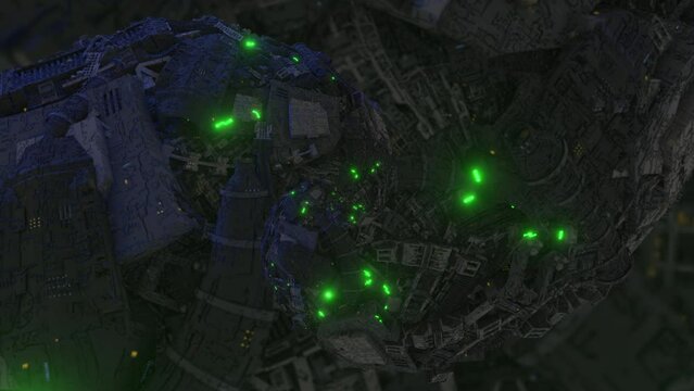 Industrial sci-fi spiral 3d seamless loop