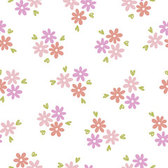Seamless pattern with colorful flower bouquets