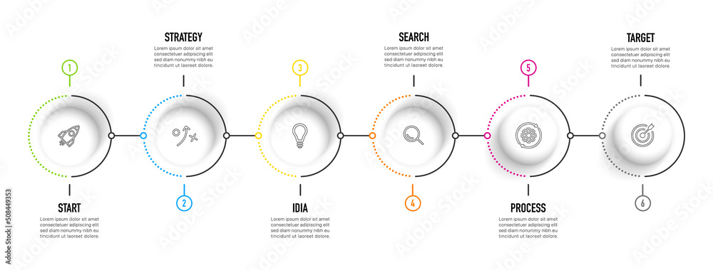 Poster timeline infographic design with 6 options or steps. infographics for business concept. can be used 