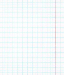 white sheet of paper background, checkered exercise book