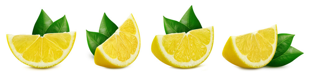 Collection lemon isolated on white background. Taste lemon with leaf. Full depth of field with...