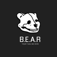 Bear skull mascot logo design illustration vector