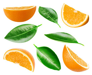 Orange collection. Orange with clipping path isolated on a white background. Fresh organic fruit. Full depth of field