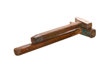 old hammer isolated on white background