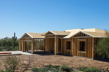 Fototapeta na wymiar Constructing a house in Arizona
