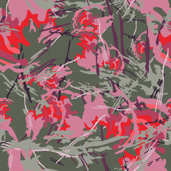 UFO camouflage of various shades of pink, red and grey colors