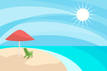 Fototapeta na wymiar beach, sea, sun. Umbrella, deck chair, recreation, vacation, ocean, island
