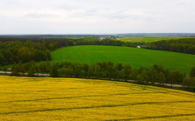 Aerial view of rural agricultural fields