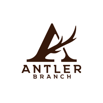 letter A antler or branch logo