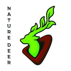 abstract green nature deer logo with leaves