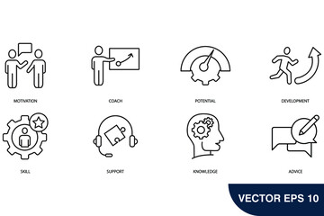 coaching icons set . coaching pack symbol vector elements for infographic web