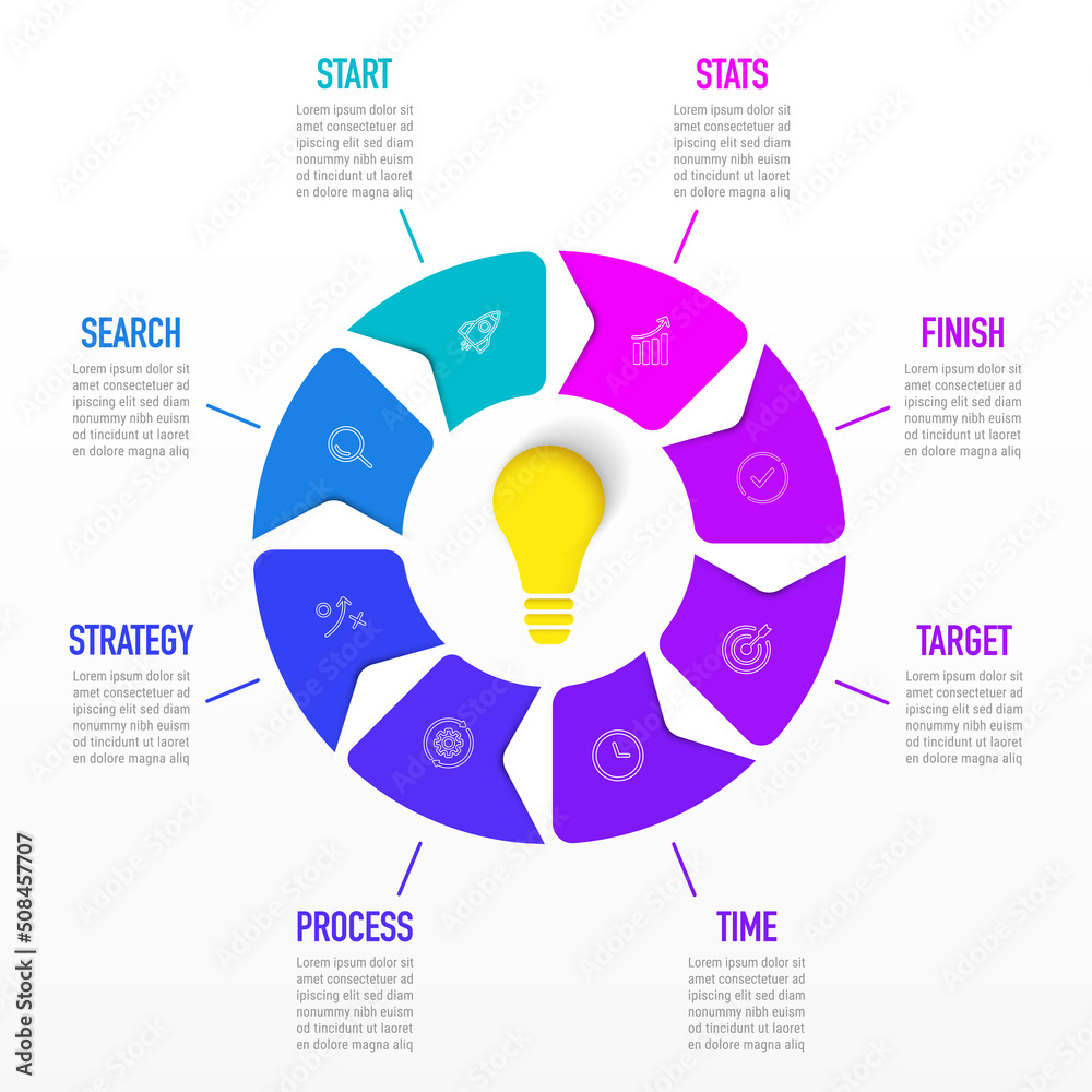 Aufkleber timeline infographic design with 8 options or steps. infographics for business concept. can be used 