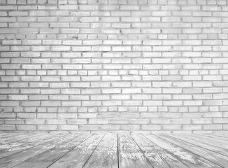 gray interior with brick wall