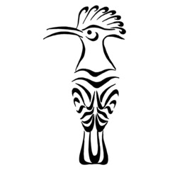  A bird hoopoe. Stylized black and white ink illustration. Bird vector illustration. Silhouette vector illustration. Linear drawing. Calligraphy logos image. © Dreams_and_Travels