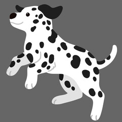 Cute and simple illustration of Dalmatian Dog jumping flat colored