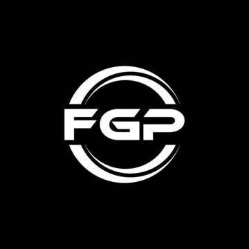 FGP letter logo design with black background in illustrator, vector logo modern alphabet font overlap style. calligraphy designs for logo, Poster, Invitation, etc.