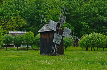 A windmill in the open-air museum in Sanok (Podkarpackie Province).