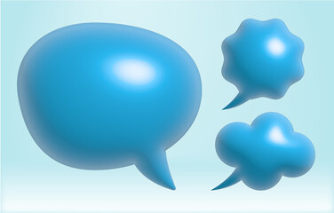 3d talking cloud, 3D  speech bubble. Glossy talking cloud bubble high quality vector. 3D cloud foam vector.