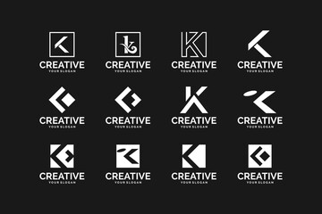 set of initials letter K logo, logo reference