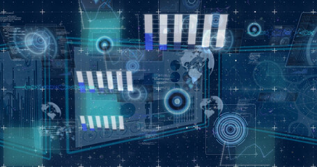 Image of data processing over blue background