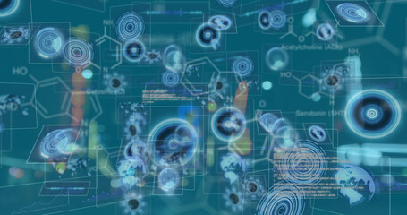 Image of shapes and data processing over road