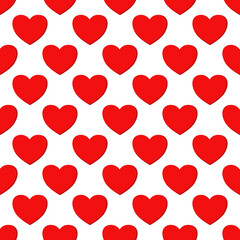 Seamless pattern with red hearts. On white background.
Suitable for destroying fabrics textiles mugs and wallpapers.