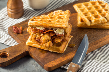 Homemade Chicken and Waffle Sandwich