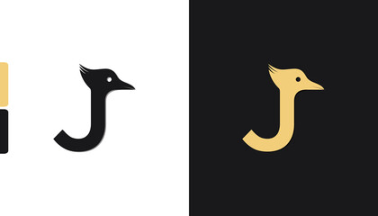 creative letter with head bird concept.