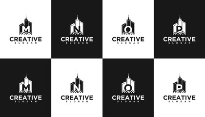 set of letter initial logo with building concept.
